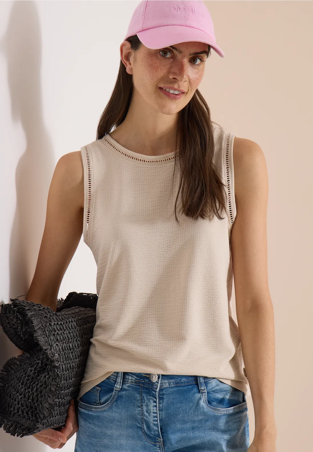 Cecil Top mit Spitze - Pearl Beige