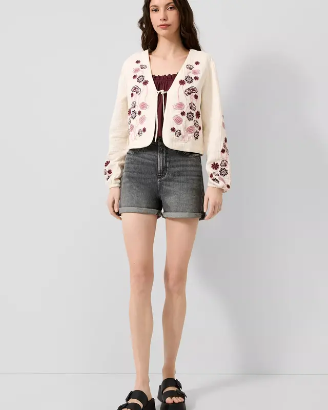 QS by S. Oliver Blouse with Embroidery - Cream