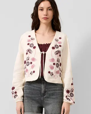 QS by S. Oliver Bluse mit Stickerei - Cream