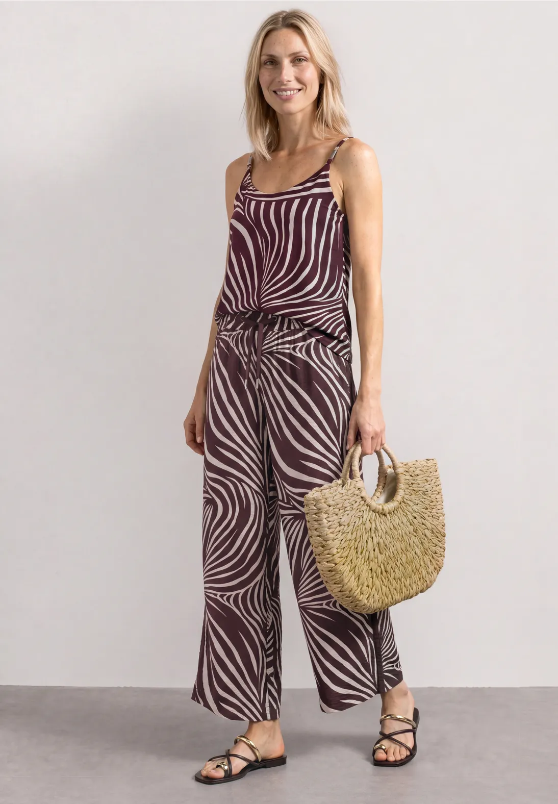 Street One Wide Leg Hose - Rustic Rouge
