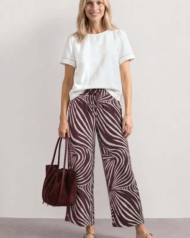 Street One Wide Leg Pants - Rustic Rouge