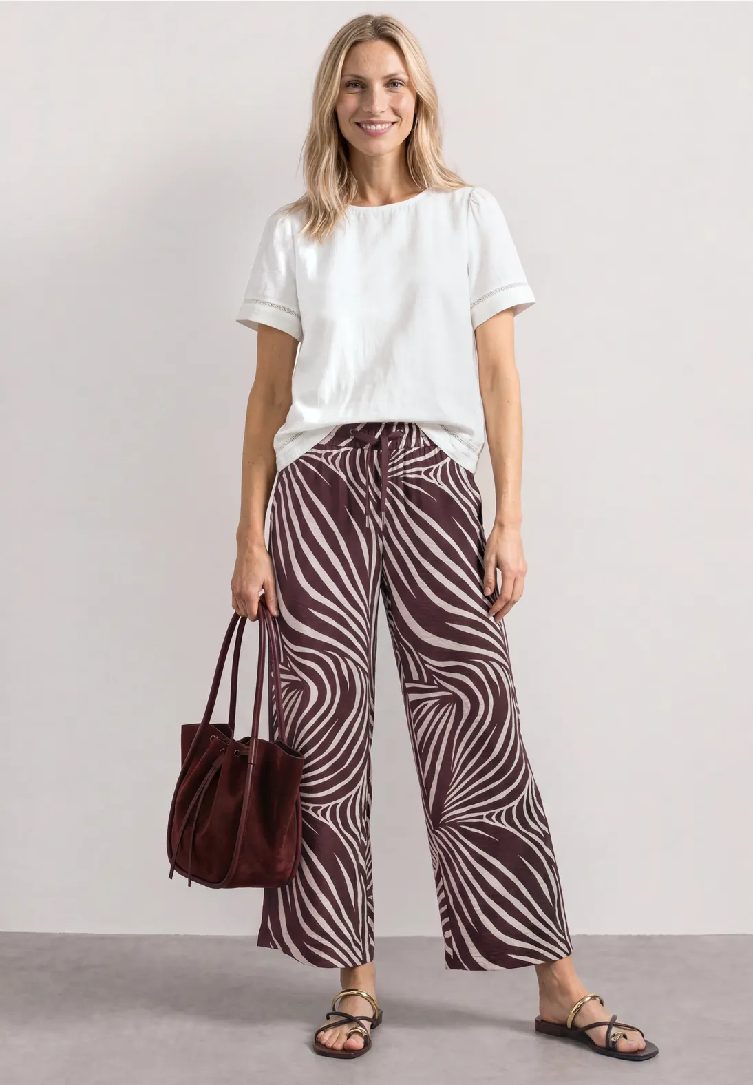 Street One Wide Leg Broek - Rustic Rouge