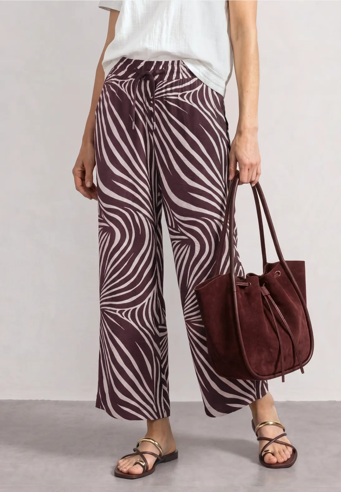 Street One Wide Leg Pants - Rustic Rouge