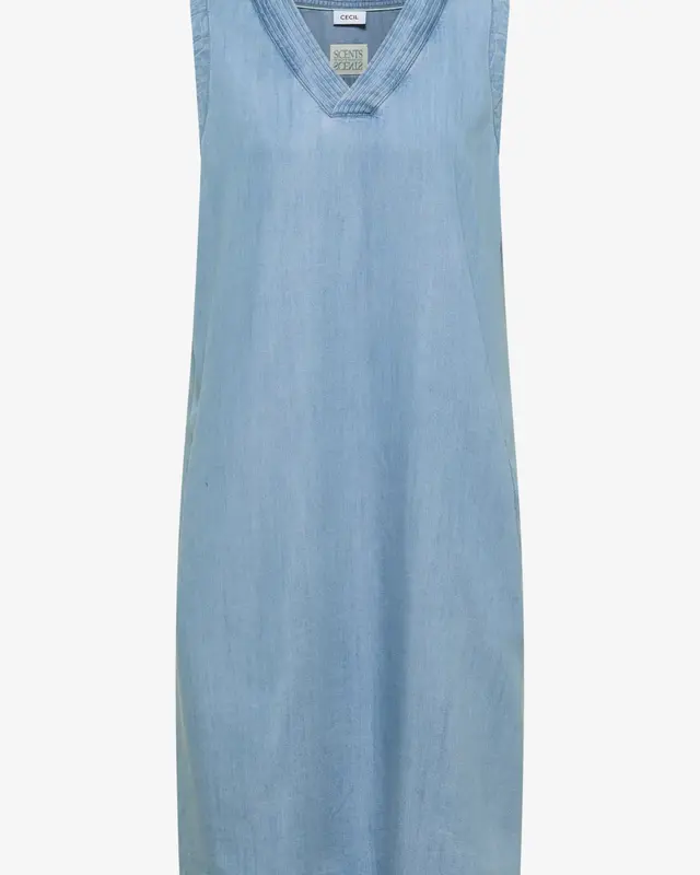 Cecil Jurk met V-hals - Light Blue Used Wash