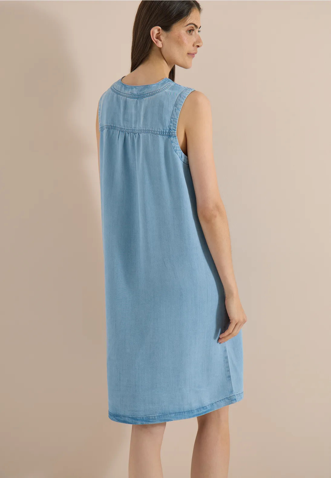 Cecil Jurk met V-hals - Light Blue Used Wash