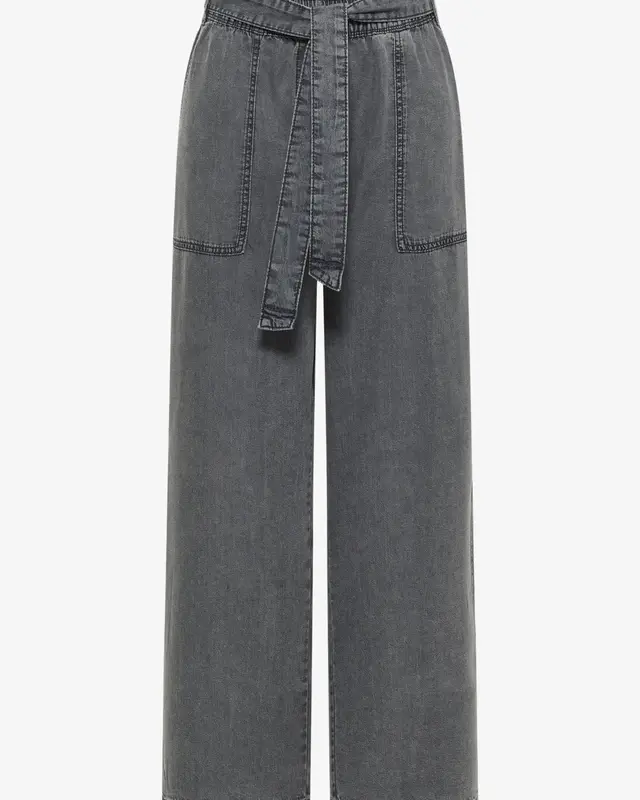 Cecil Wide Leg Broek Neele Strikriem - Mid Grey Random Wash