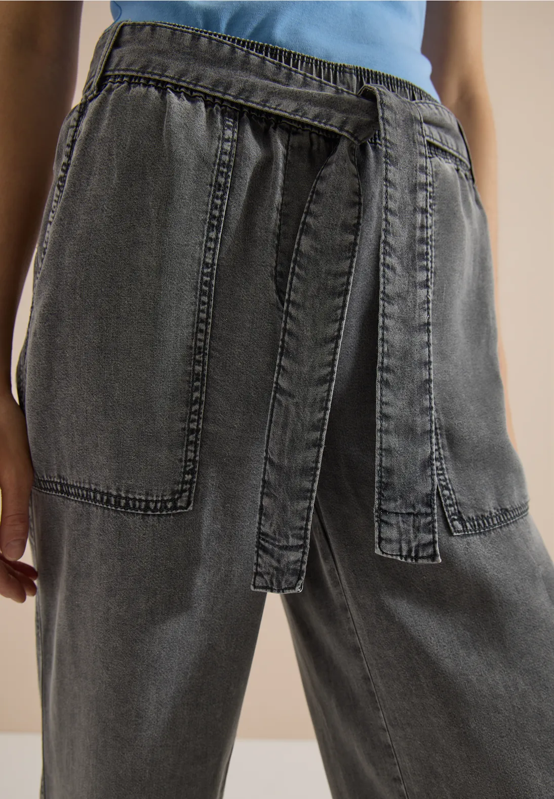 Cecil Wide Leg Broek Hose Neele - Mid Grey Random Wash