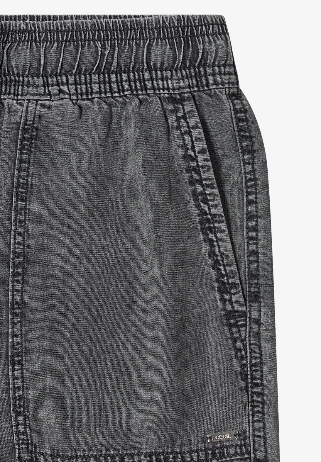 Cecil Wide Leg Short Neele - Mid Grey Random Wash