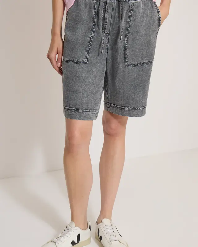 Cecil Wide Leg Short Neele - Mid Grey Random Wash