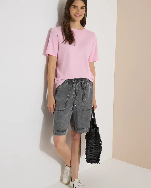Cecil Wide Leg Short Neele - Mid Grey Random Wash