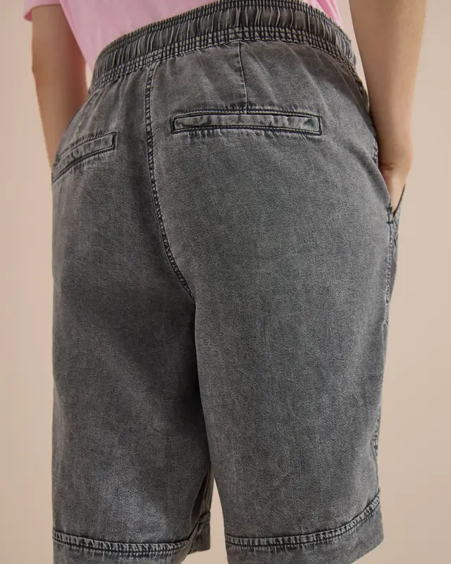 Cecil Wide Leg Short Neele - Mid Grey Random Wash