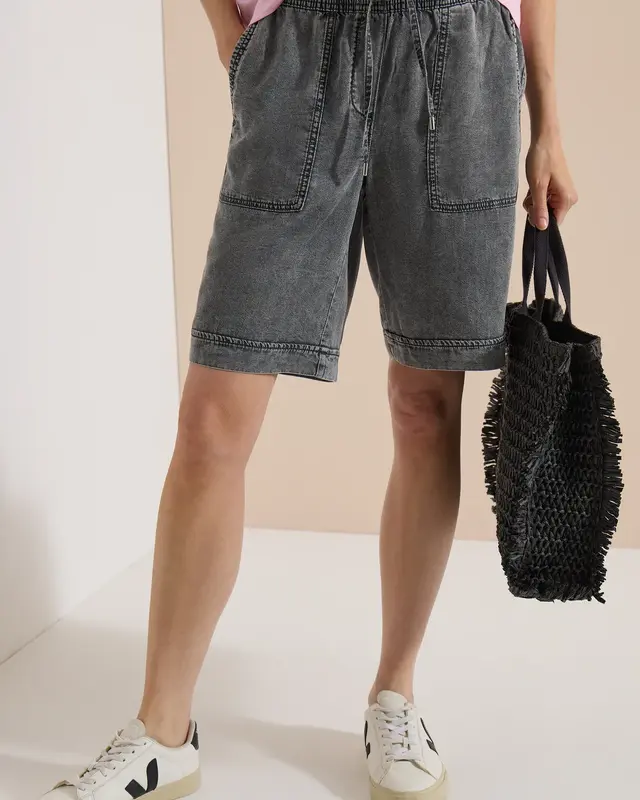 Cecil Wide Leg Short Neele - Mid Grey Random Wash