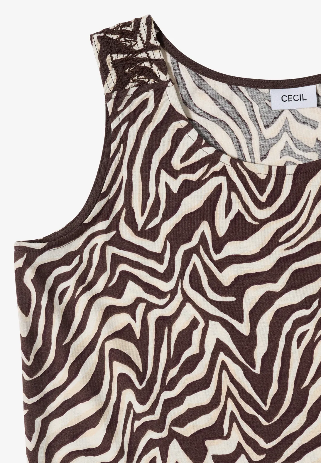 Cecil Top mit Plisseedetail - Brown Cacao