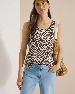 Cecil Top mit Plisseedetail - Brown Cacao