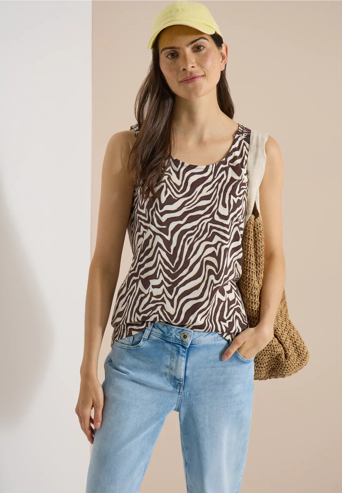 Cecil Top mit Plisseedetail - Brown Cacao