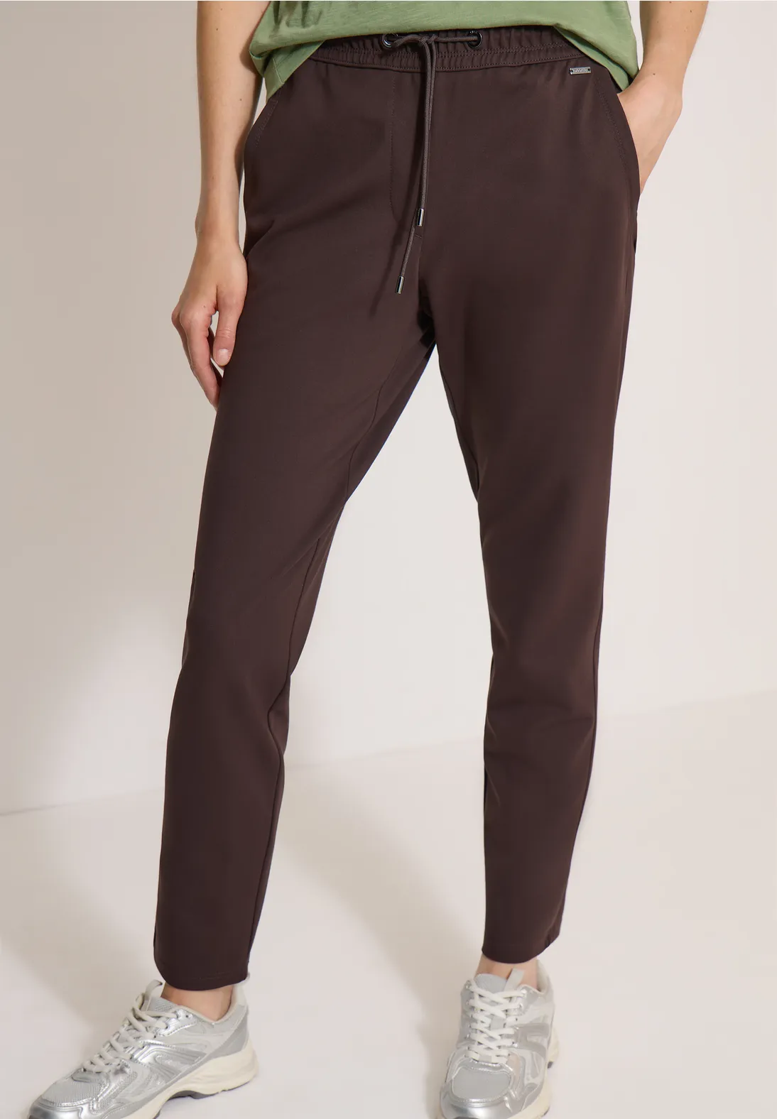 Cecil Casual Fit Jersey Pants Tracey - Truffle Brown