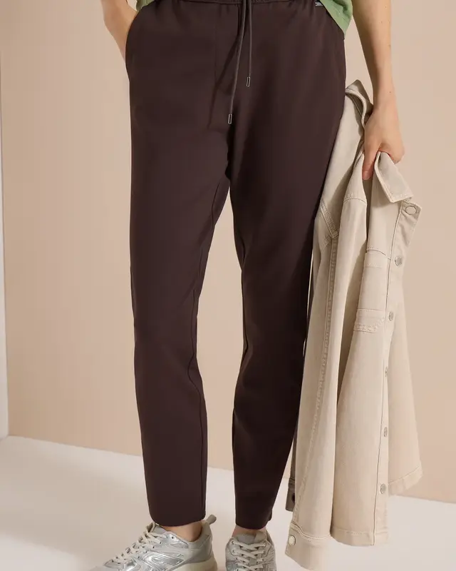 Cecil Casual Fit Jersey Pants Tracey - Truffle Brown