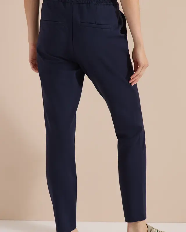 Cecil Casual Fit Jersey Pants Tracey - Urban Dark Blue
