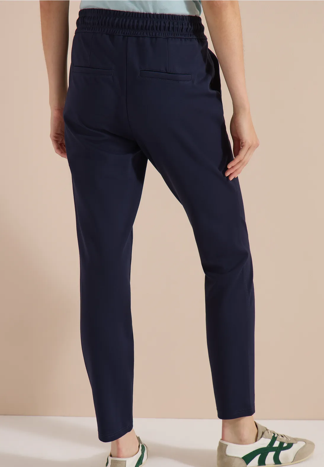 Cecil Casual Fit Jersey Broek Tracey - Urban Dark Blue
