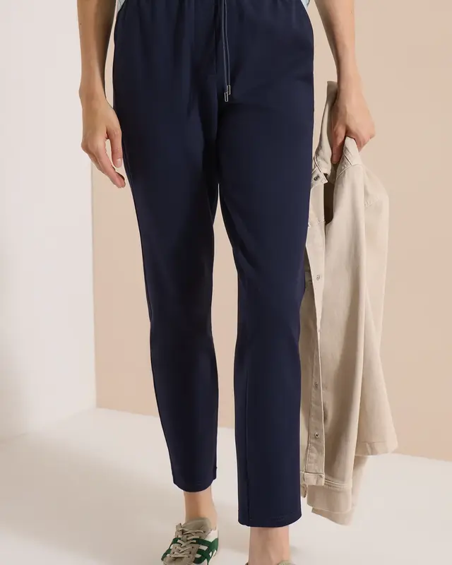 Cecil Casual Fit Jersey Broek Tracey - Urban Dark Blue