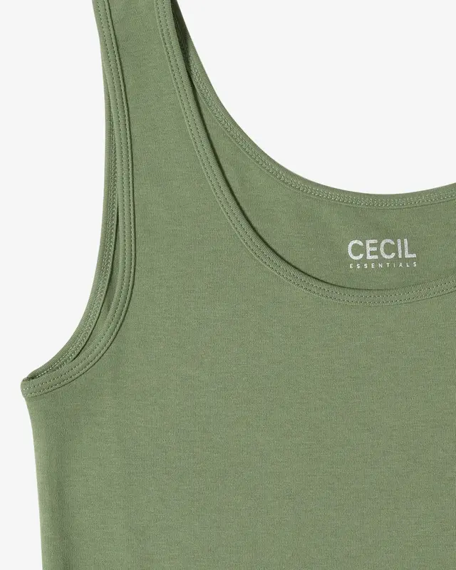 Cecil Basic Top Linda - Deep Matcha Green