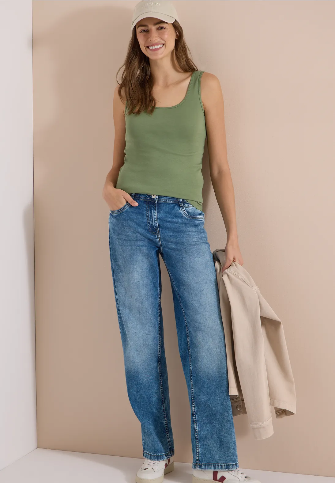Cecil Basic Top Linda - Deep Matcha Green