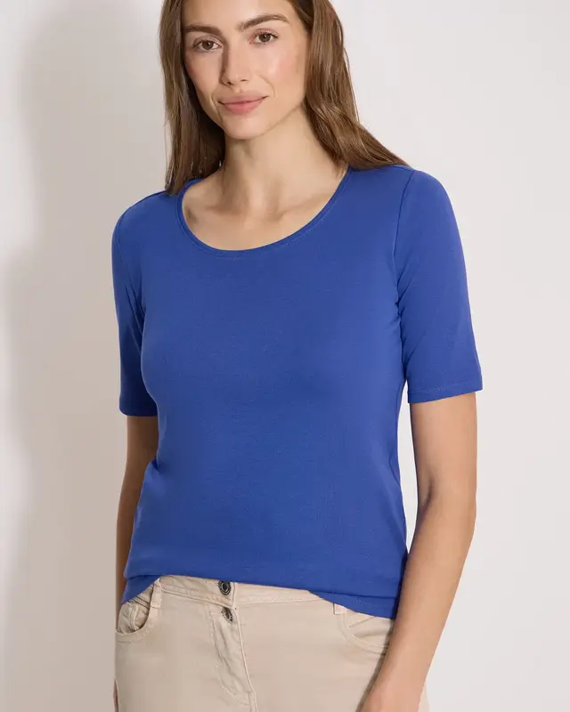 Cecil Basic T-Shirt Lena - Deep River Blue
