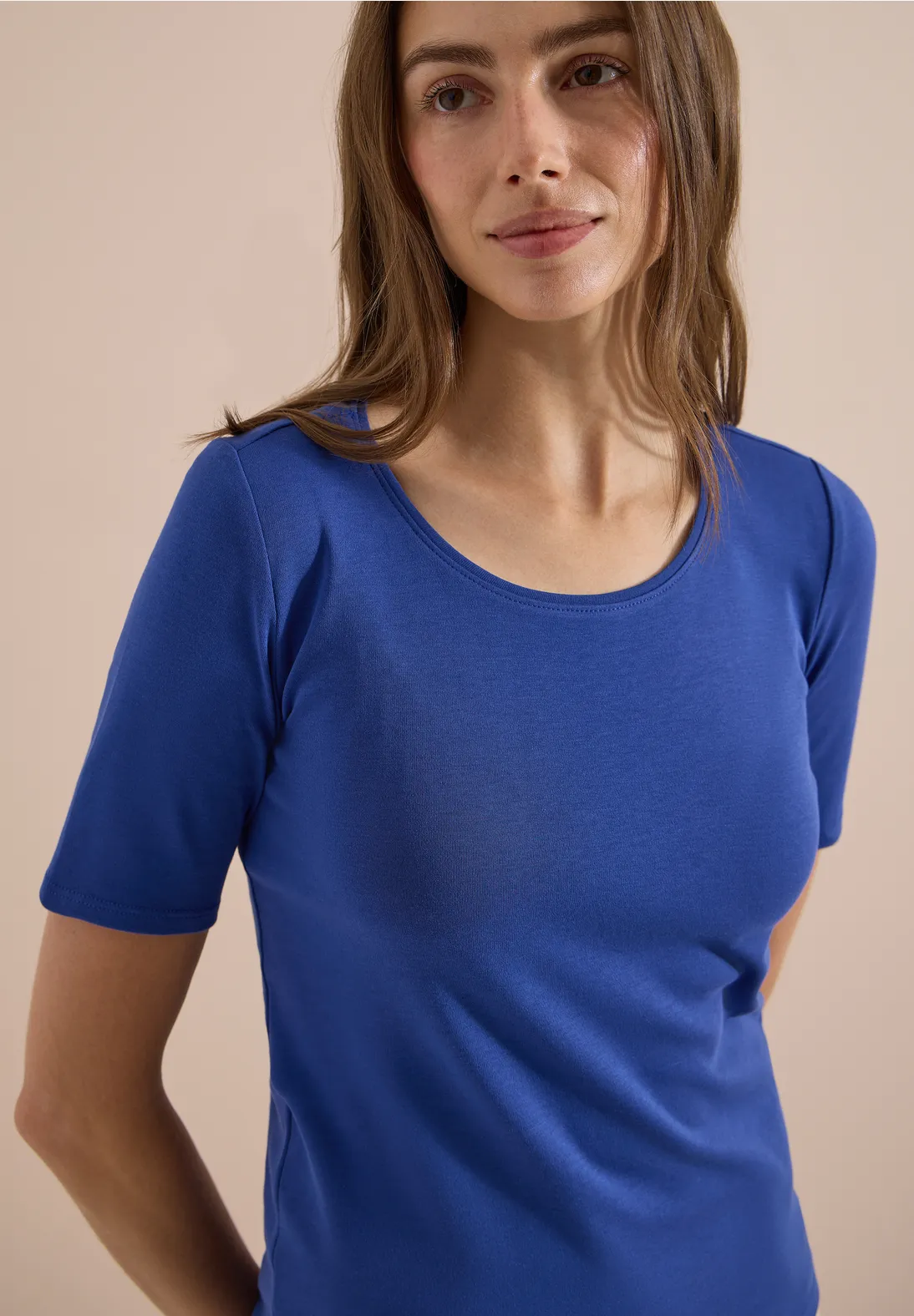 Cecil Basic T-Shirt Lena - Deep River Blue