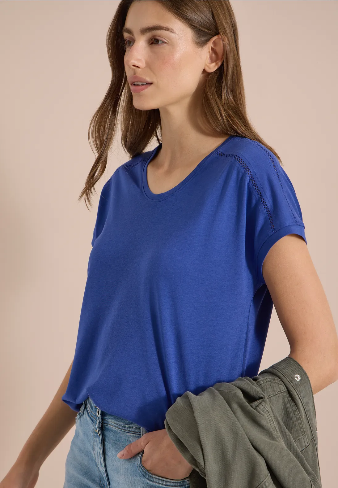 Cecil V-hals Shirt - Deep River Blue