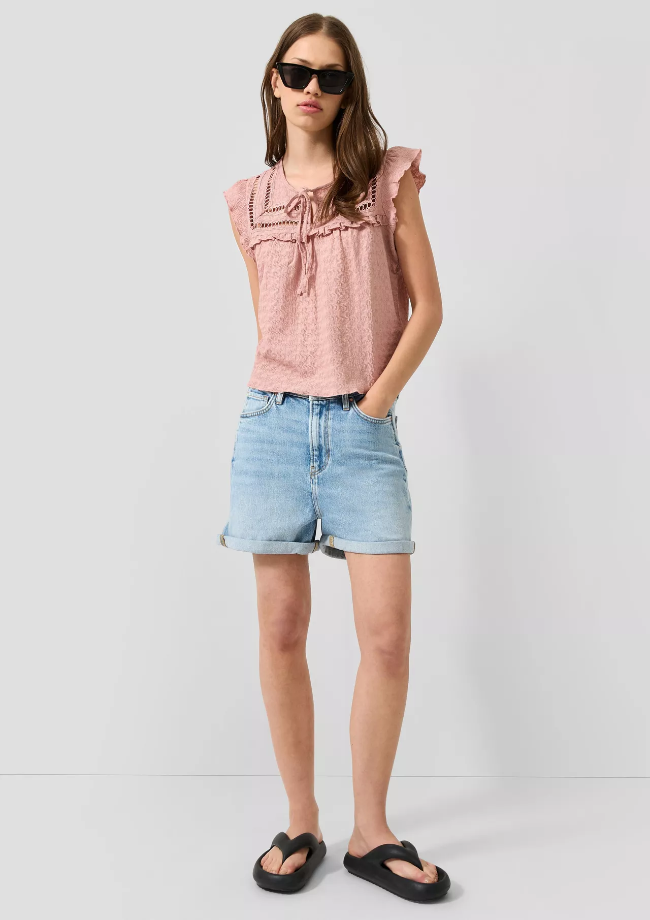 QS by S. Oliver Gestructureerde Blouse - Pink