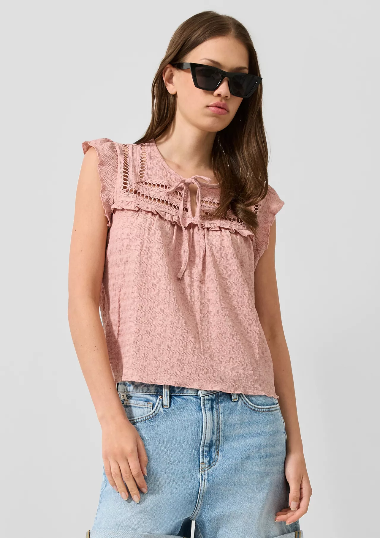 QS by S. Oliver Gestructureerde Blouse - Pink