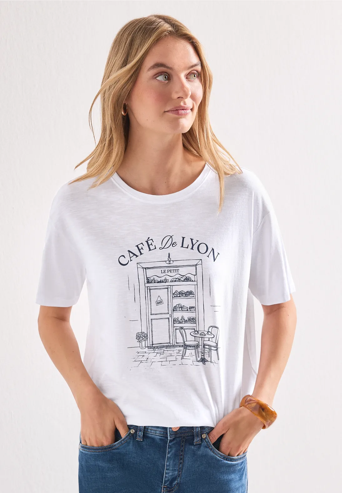 Street One Shirt with Frontprint - White