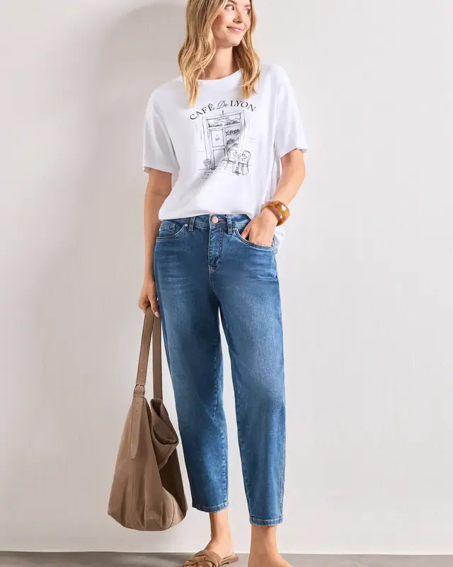 Street One Shirt met Frontprint - White