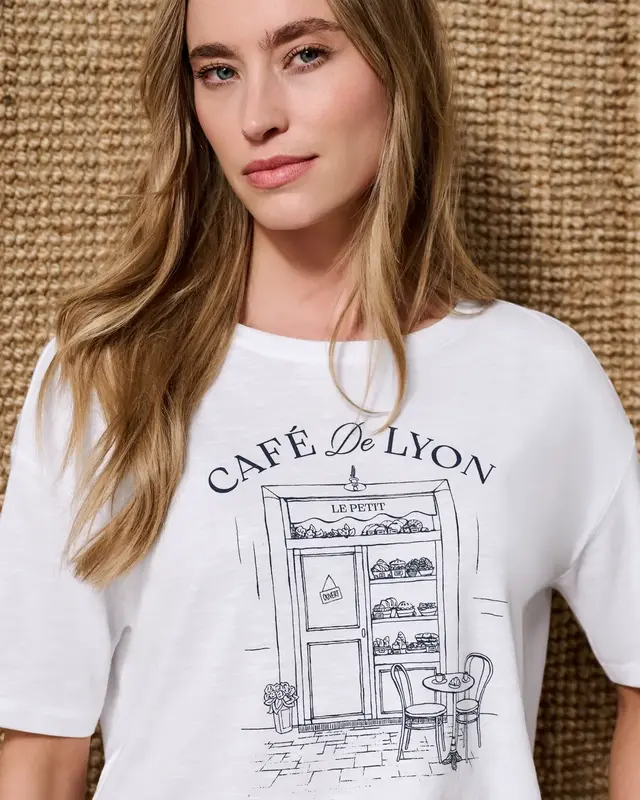 Street One Shirt met Frontprint - White