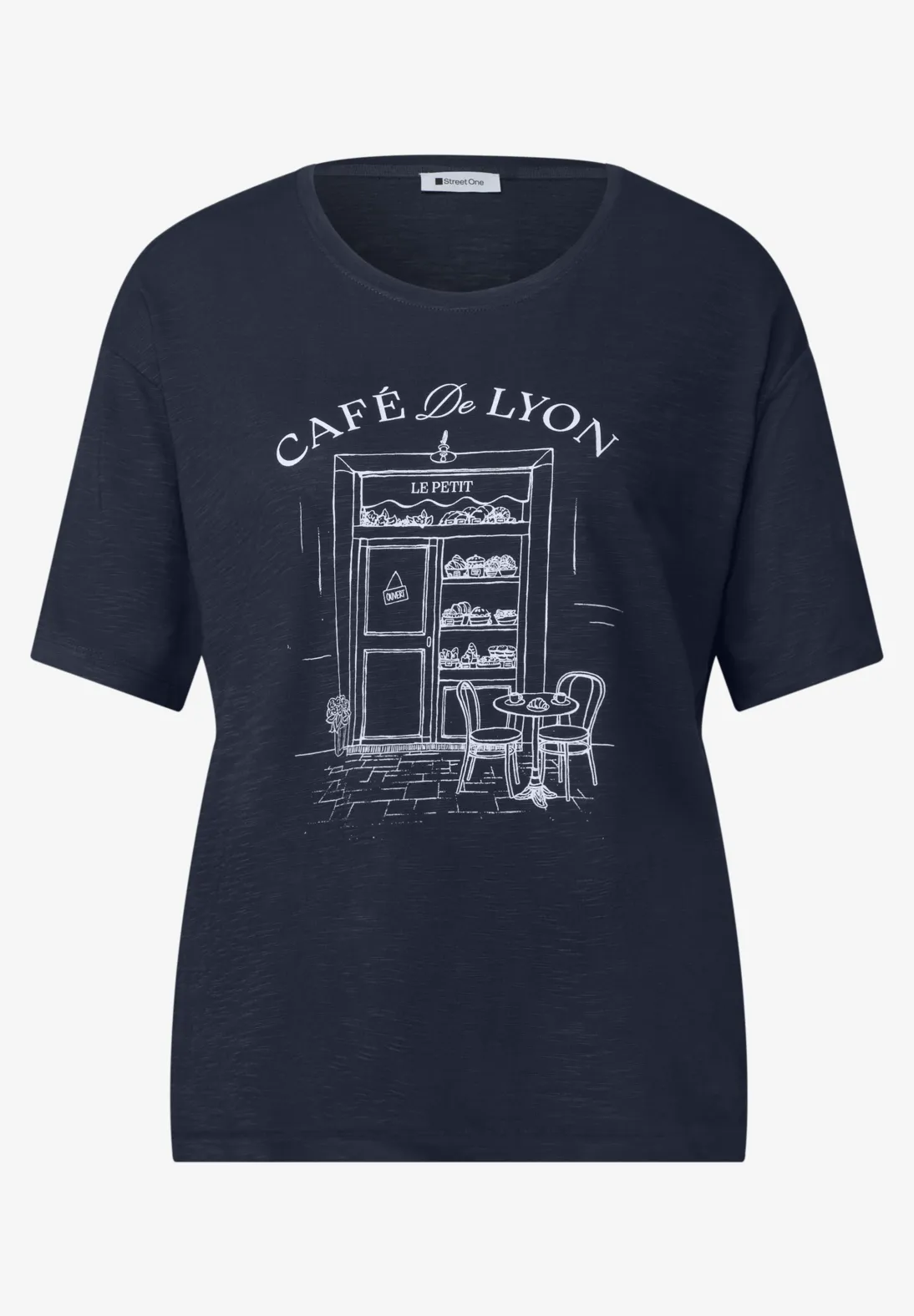 Street One Shirt with Frontprint - Darkest Blue