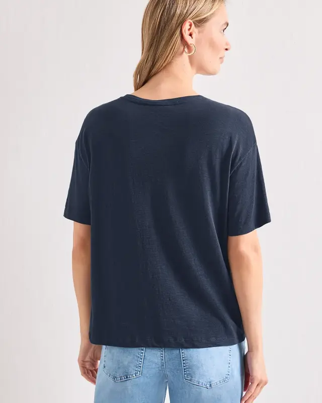 Street One Shirt with Frontprint - Darkest Blue