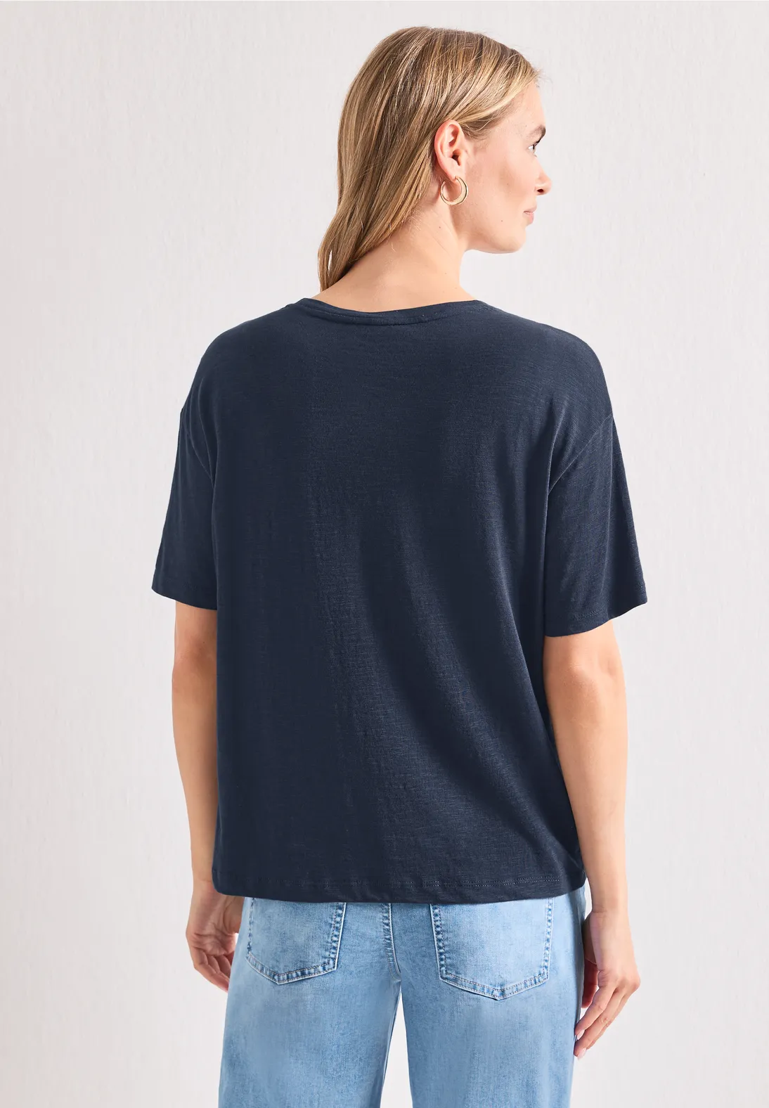 Street One Shirt with Frontprint - Darkest Blue