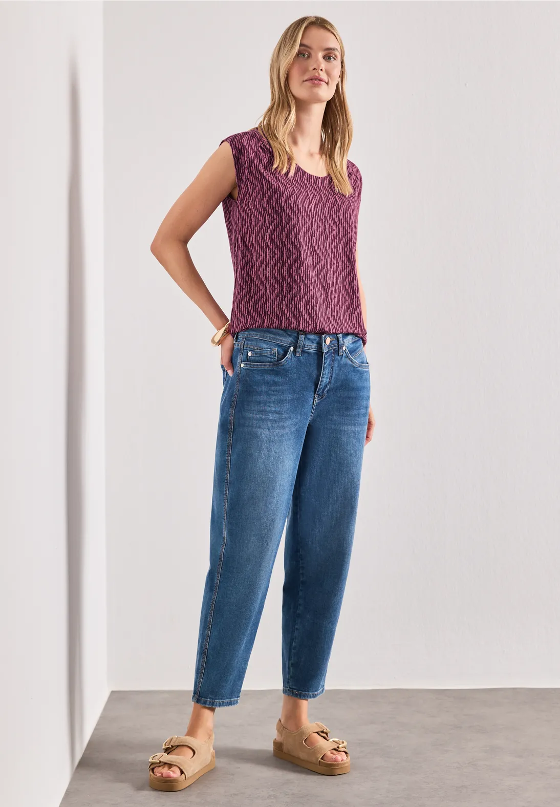 Street One Shirt met Elastiek - Blush Berry