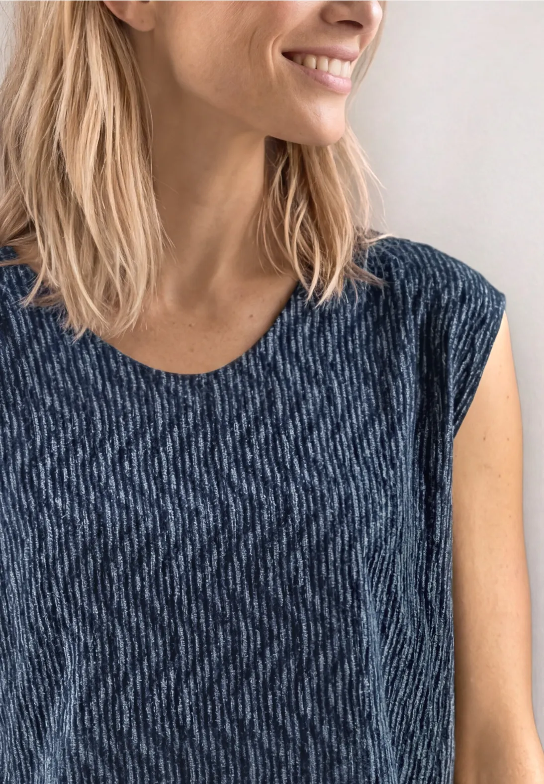 Street One Shirt with Elastic - Ashen Blue