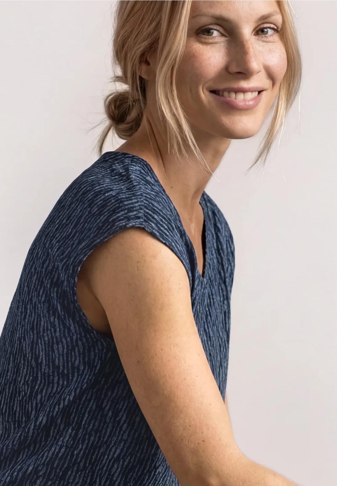 Street One Shirt with Elastic - Ashen Blue
