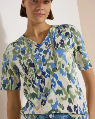 Cecil Shirt met Split in de Hals - Cashmere Beige