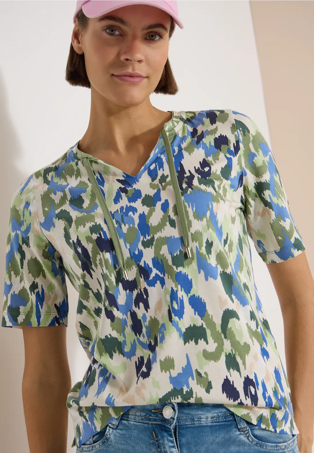 Cecil Shirt met Split in de Hals - Cashmere Beige