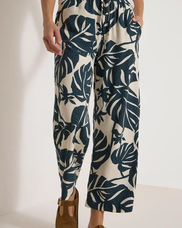 Cecil High Waist Pants with Print Neele - Palm Breeze Green