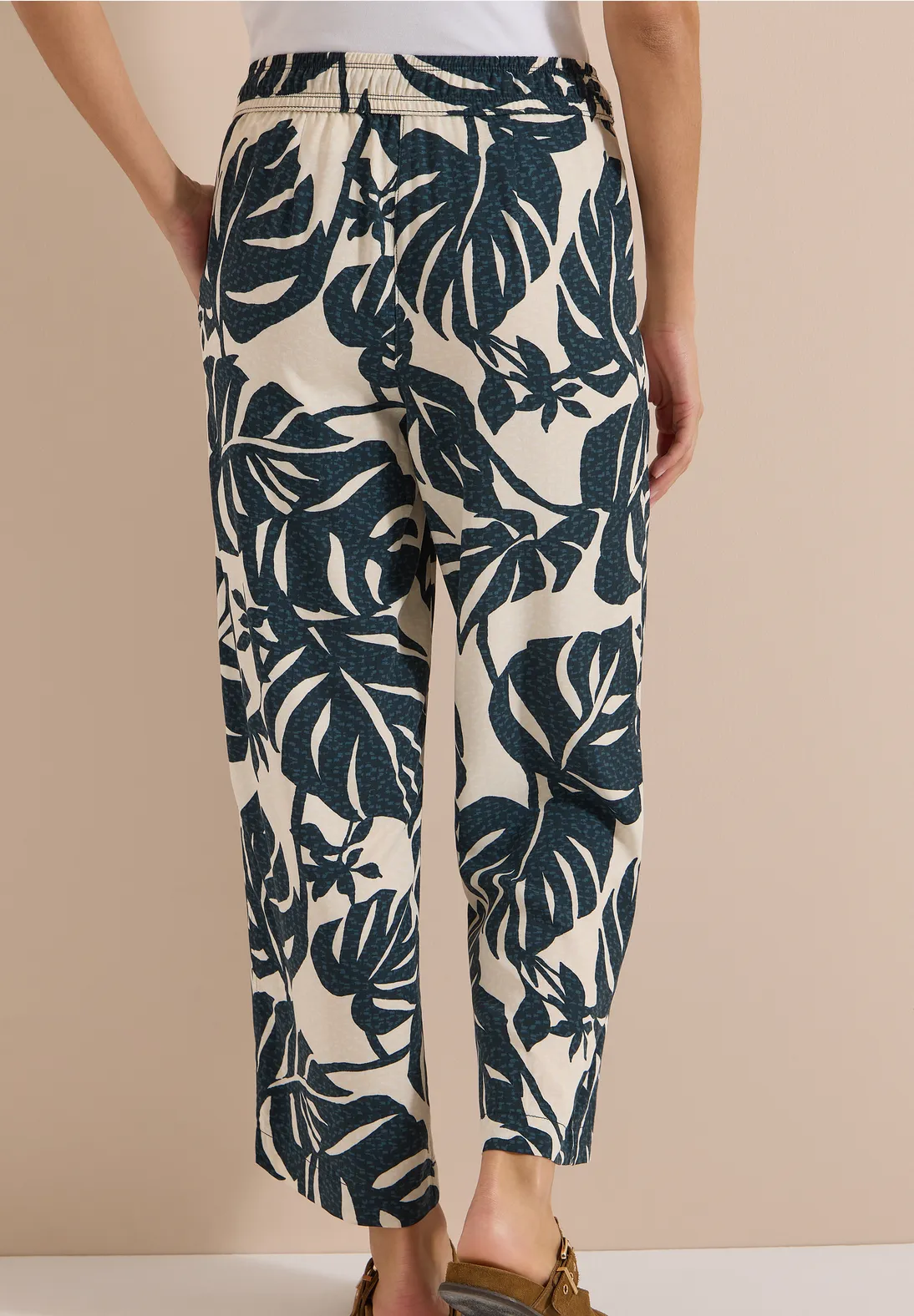 Cecil High Waist Hose mit Print Neele - Palm Breeze Green