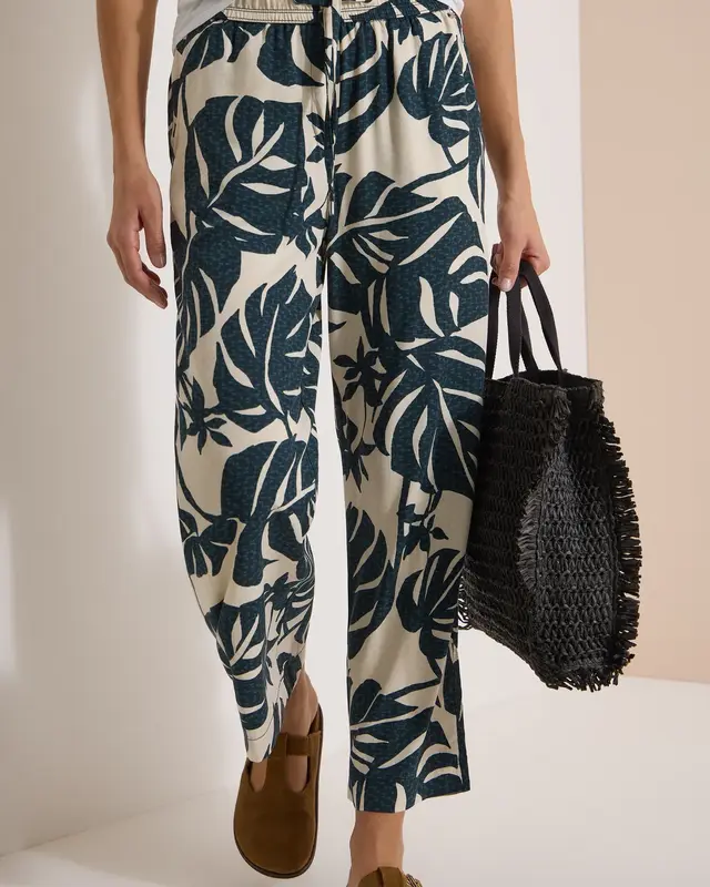 Cecil High Waist Pants with Print Neele - Palm Breeze Green