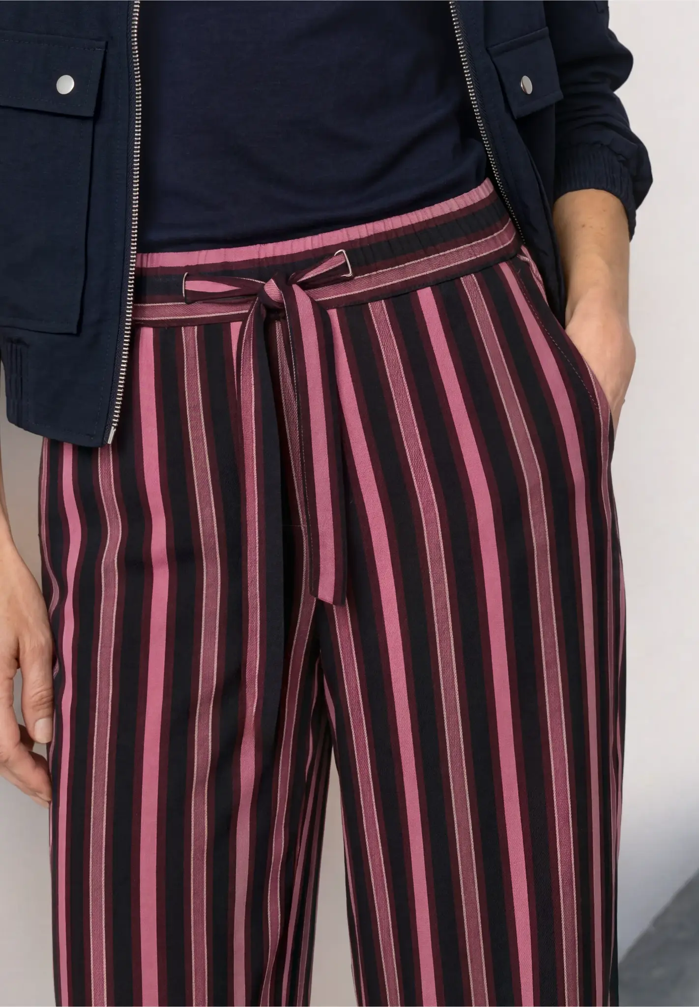 Street One Wide Leg Hose mit Streifen Emee - Dark Clouded Blush