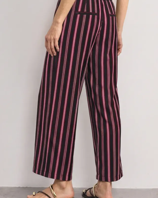 Street One Wide Leg Pants with Stripes Emee - Dark Clouded Blush