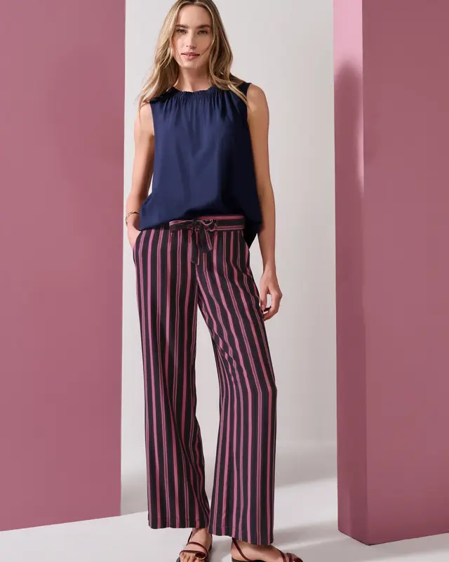 Street One Wide Leg Broek met Strepen Emee - Dark Clouded Blush