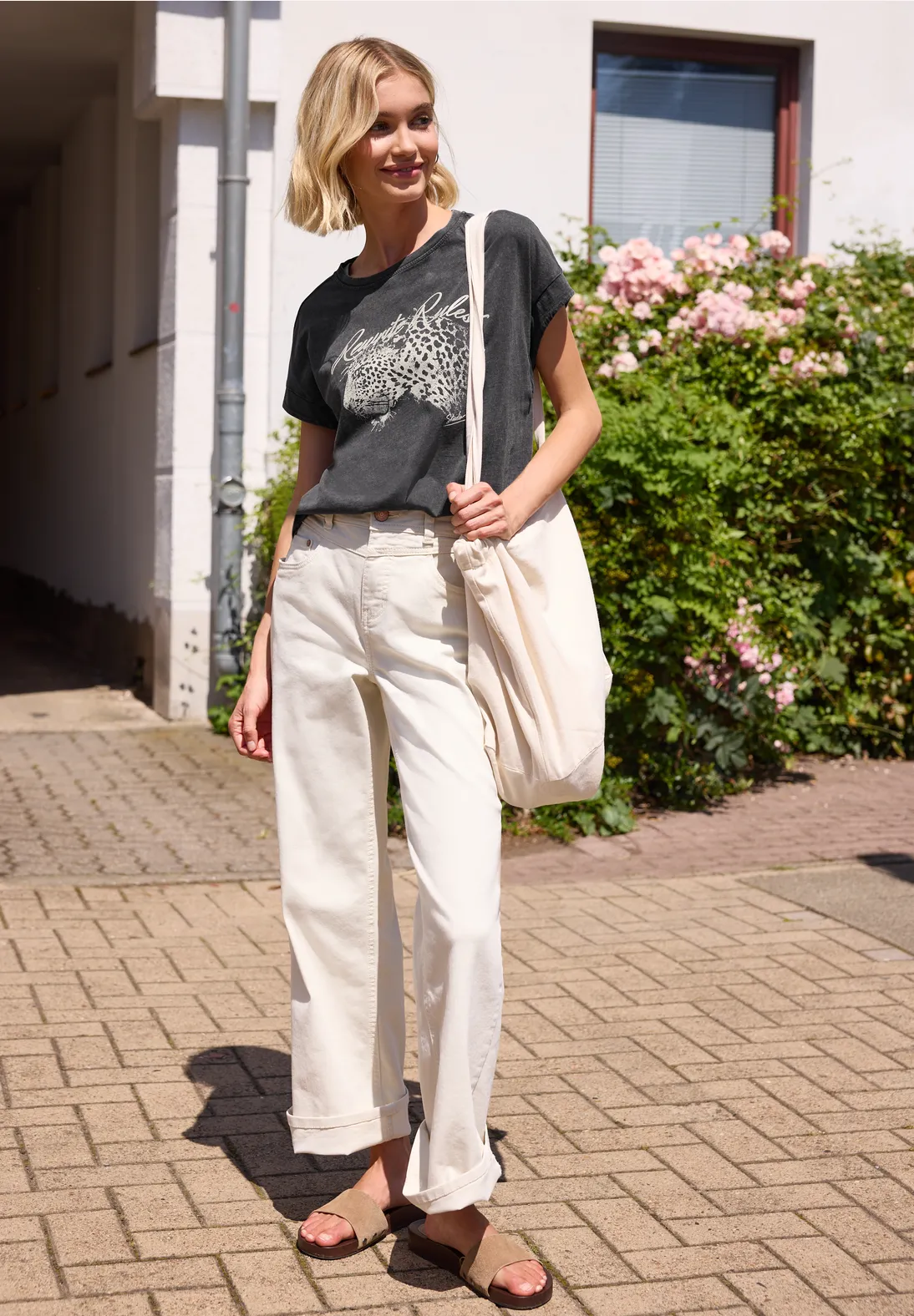 Street One Studio Shirt Gewassen Look - Washed Out Grey