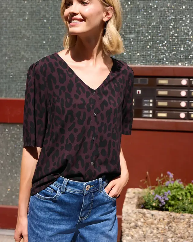 Street One Studio Bluse Leo Muster - Very Berry